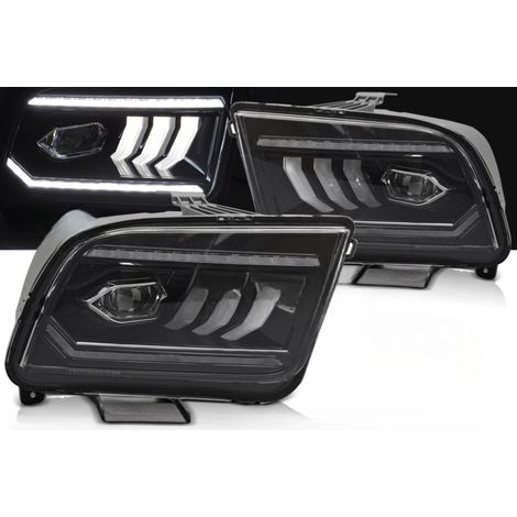 Paire de feux phares Ford Mustang de 2004 a 2009 FULL LED DRL LTI DYN noir-41433458 (1/4)