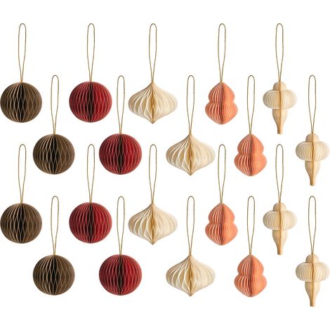 Conjunto de 20 bolas de Navidad para el árbol adornos navideños colgantes de papel geométrico 3D multicolor Stora