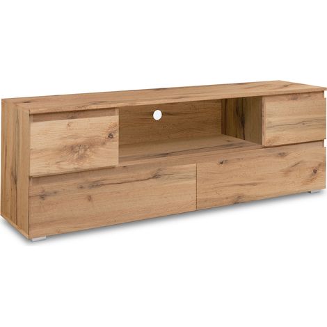Meuble TV 4 tiroirs 160x40,1x53 cm chêne - MITZ (1/5)