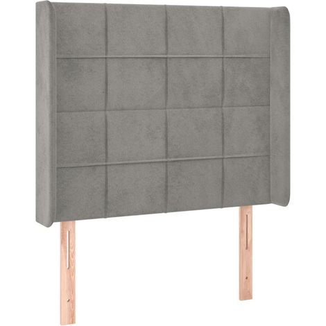 Testiera accessorio letto mobile camera da letto con bordo laterale 103 x 16 x 118/128 cm tessuto velluto grigio chiaro TDL0205319