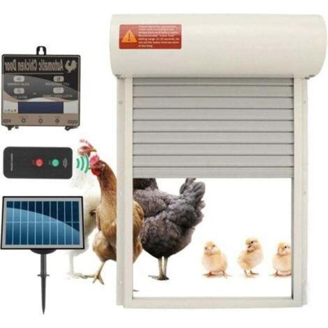 Porte Automatique de Poulailler, Minuterie, Capteur de Lumière Programmable, alimenté par Batterie, Ouvre-Porte Automatique de Poulailler pour Poulet (White) (1/5)
