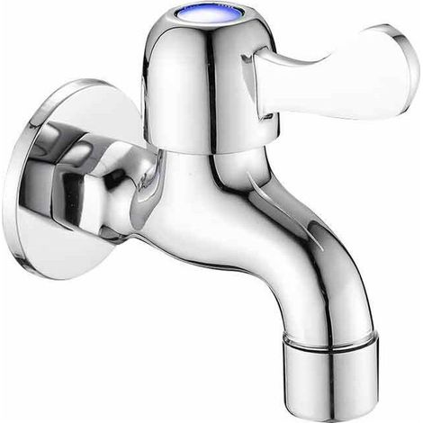 royaluxe -Mitigeur de lavabo Mitigeur Mural Evier (1/2'', Eau Froide), Robinet de Extérieur/Jardin, Laiton/Chromé (1/5)