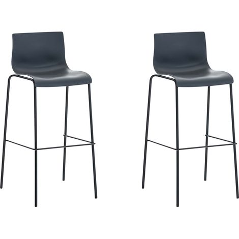 Set 2x Taburete Hover con Asiento de Plástico & Base de Metal Gris Negro (1/5)