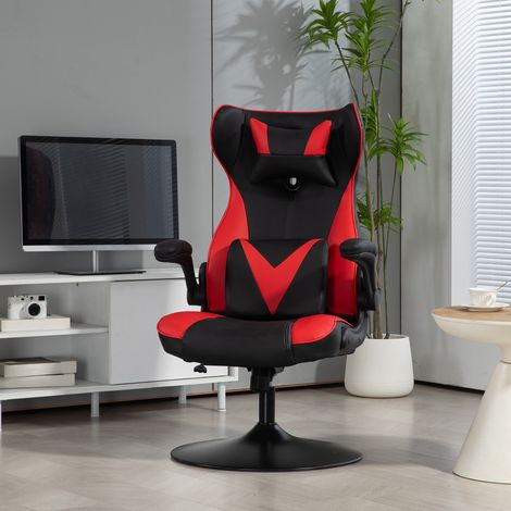 Fauteuil de jeu pivotant avec fonction bascule, réglable en hauteur, assise rembourrée, structure en métal, 67 x 71 x 112 cm, rouge (1/5)