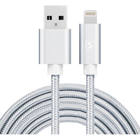 Usb Auf Lightning Kabel 2 4 A 3 M Nylon Silber