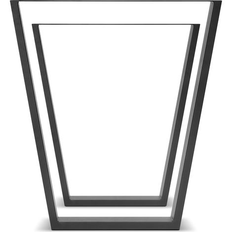 TRAPEZOID - Set di 2 piedi per tavolo in acciaio polverizzato con forma trapezoidale. Colore nero. Altezza da terra 71cm (1/5)