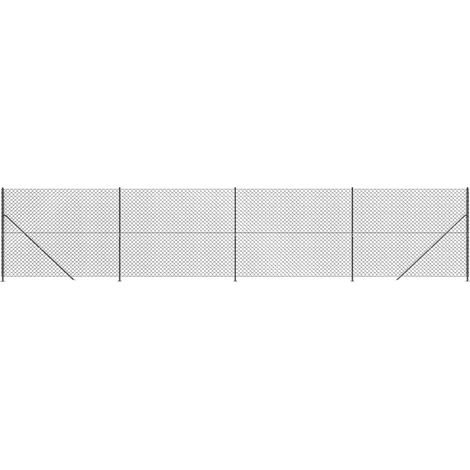 Maison Exclusive - Maschendrahtzaun mit Bodenflansch Anthrazit 1,