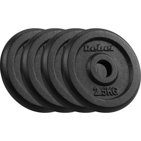 Juego de pesas de hierro fundido 4x2,5 kg, 10 kg, orificio, 31 mm, placa clásica Rebel. (1/5)
