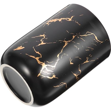 Bicchiere da bagno in ceramica con motivo marmorizzato, tazza portatile multifunzionale per collutorio e comodo contenitore, elegante nero