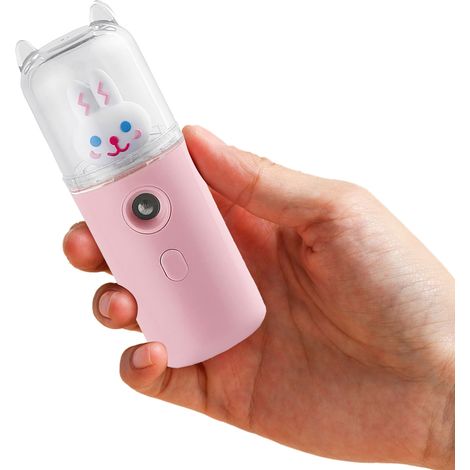Brume Faciale 30ml Rechargeable USB Mini Humidificateur de Visage Rose Clair avec Lumière Colorée - Vaporisateur d'Eau Hydratant Portable (1/5)