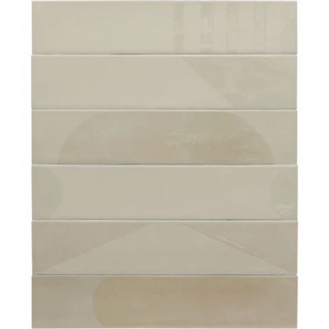 Aelle - Carrelage sol / mur brique déco mixe mate et brillant effet béton beige 6x30 cm WADI DECOR BEIGE - Vendu par boîte de 0.50 m² (1/2)
