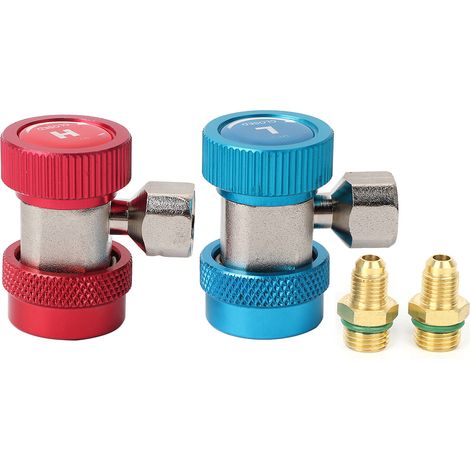 2 Connecteur rapide climatisation, adaptateur R134A, valve réglable, verrouillage 6 billes, pour tuyau manomètre (1/5)