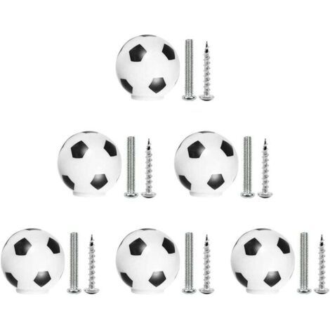 6 Pièces Boutons de Meuble Football Enfant Poignées Tiroirs Armoires Penderies Avec 2 Tailles Vis (1/4)