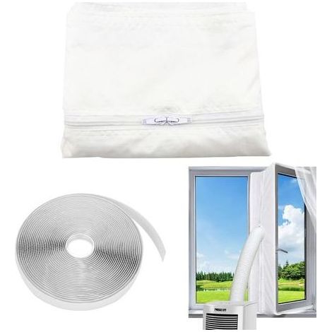 Tissu joint 400cm pour climatisation fenêtre porte Tissu de calfeutrage kit climatiseur mobile portes et fenêtres Isolation fraîcheur Installation simple et pratique (fenêtres 400x40 CM) (1/5)