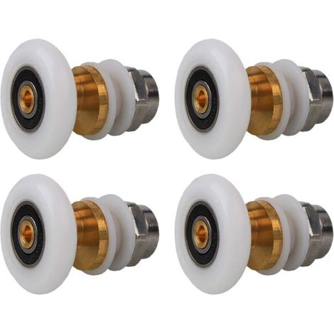 Roulettes Porte de Douche 23mm, Roulette Porte Coulissante Douche en Laiton 4 Pièces pour Rouleau pour Remplacement de Douche Coulissante Verre Porte Coureurs Rouleaux (23MM) (1/5)