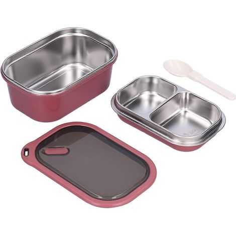Boîte à bento en acier inoxydable 1,2 L, double paroi étanche, idéale pour les pique-niques scolaires (rouge) (1/5)