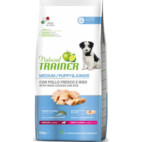 Crocchette Cane Puppy/Junior Medium Pollo Natural Trainer - size 12 Kg (1/3)