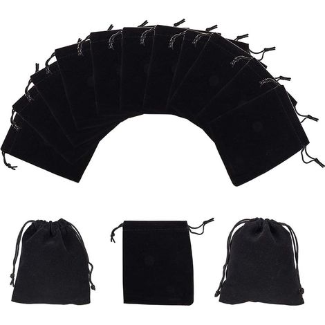 50 Pcs Noir Velours Cordons Sacs Sachet en Velours Pochettes de Bijoux de Mariée Faveur Cadeau Bonbon, 12 × 10 cm (1/5)