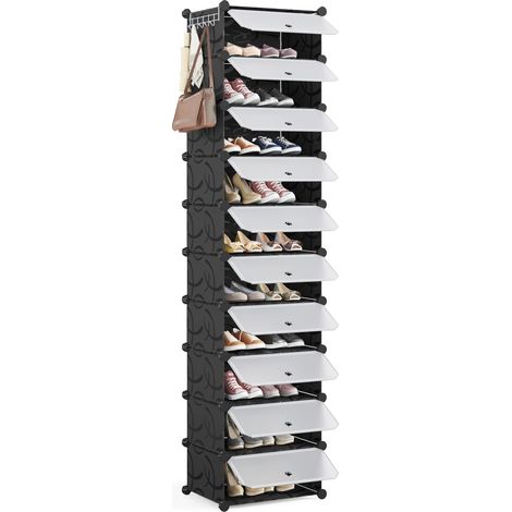 Meuble Chaussure 10 Niveaux,pour 20 Paires,Plastique,Noir (1/5)