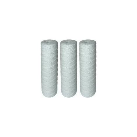 Lot de 3 cartouches de filtration à eau bobinées - Filtre les sédiments jusqu\'à 5 microns - Taille standard universelle 10" - Résistant aux hautes températures - Cartouches bobinées