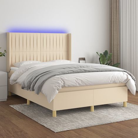 Boxspringbett mit Matratze & LED Creme 140x200 cm Stoff (1/5)