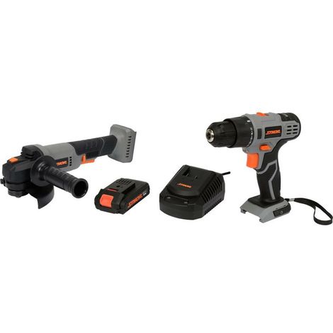 Akku Winkelschleifer + Bohrschrauber SET 20V, 125mm (1xAkku 2Ah+Ladegerät)