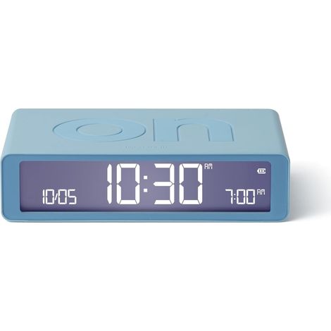 Flip Classic réveil Matin Lumineux, réversible avec Faces on Off et Fonction Snooze, à écran LCD et Lumière Tactile, Rechargeable par USB-C - Bleu Clair (1/5)
