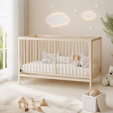 Lit bébé évolutif 140x60 cm en bois naturel HAVRYA (1/5)