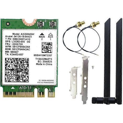 Carte réseau sans fil AX200NGW WiFi 6 + antenne 8 dBi 2,4 GHz / 5 GHz Bluetooth 5.2, 2974 Mbps, compatible Windows 10/11 (1/5)