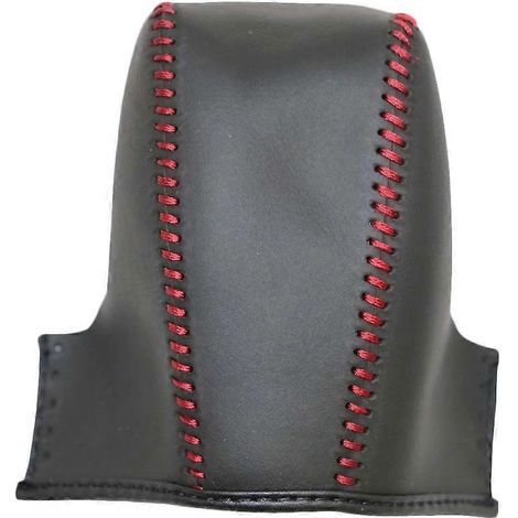Étui de protection pour levier de vitesse en cuir véritable beige, cousu main, pour Volvo XC60 (2009-2012) automatique. Taille : fil rouge. (1/4)