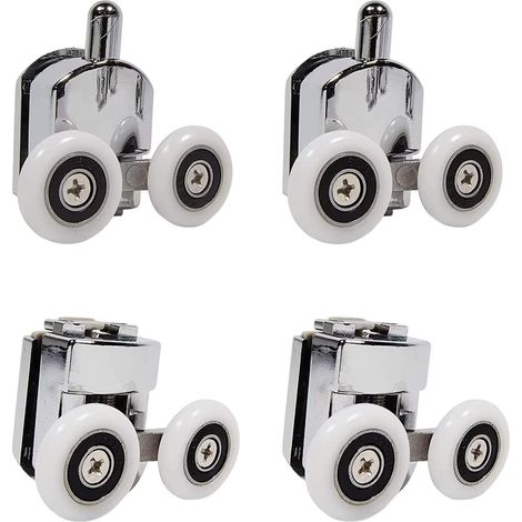 4er-Set Duschräder mit doppelter Schiebetür (2 oben + 2 unten) (25 mm – 2 oben + 2 unten) (1/3)