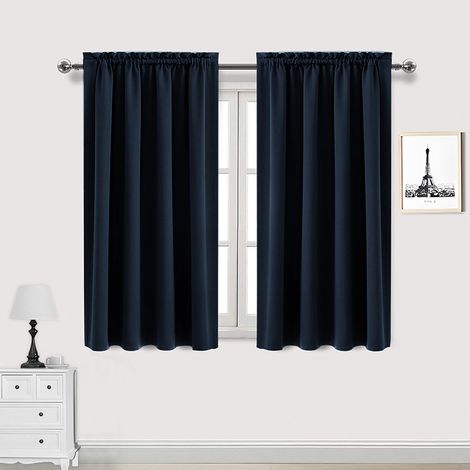 Lot de 2 Rideau Passe Tringle Tenture Opaque Décoration de Petite Fenêtre Chambre Placard/Porte/Cuisine, L106 x H213cm, Beige