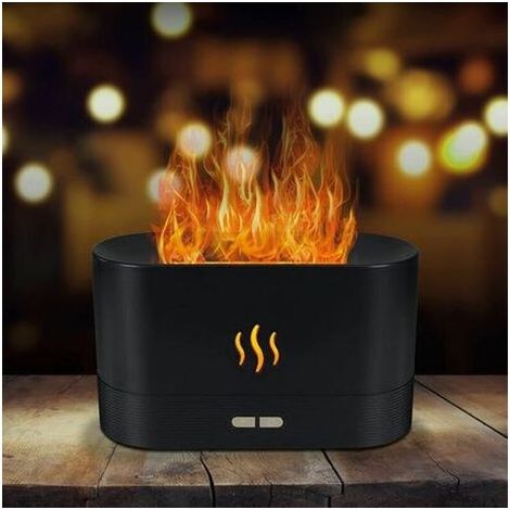 Aromadiffusor für ätherische Öle, Aromadiffusor mit Flammeneffekt, Luftbefeuchter mit Nachtlicht mit 2 Helligkeitsstufen, automatische Abschaltung ohne Wasser, USB (1/4)