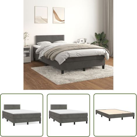 The Living Store Boxspringbett mit Matratze Dunkelgrau 120x200 cm Samt - Samtbett - Boxspringbett - Doppelbett - Bettenrahmen - Hochwertige Matratze (1/5)