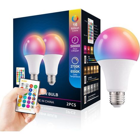 Lot de 3 ampoules LED RGB à changement de couleur avec télécommande pour cuisine et salon (1/5)