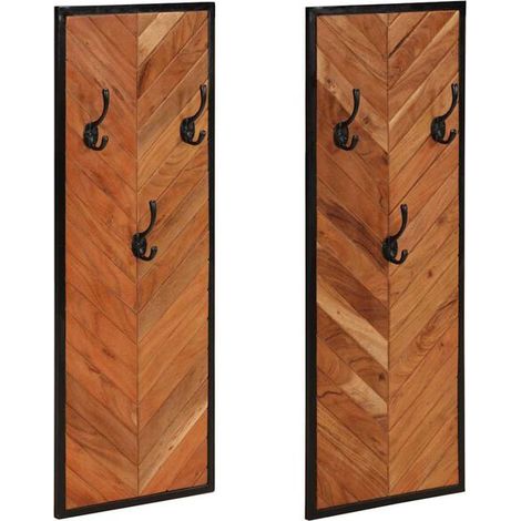 Porte-manteau en deux parties, mesurant 35 x 1 x 90 cm, en bois d'acacia massif. (1/5)