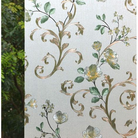 Film adhésif pour vitres, motif camélia, fixation électrostatique, 45 x 200 cm. (1/5)