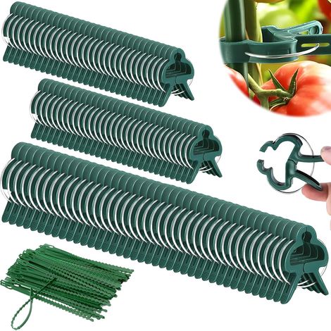 100 Pièces Attache Support Tomates Plastique avec 20 Liens Jardin Réglables, Clips Tomate Robustes (1/5)