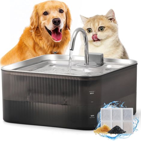 Fontaine à Eau Chat et Chien, 7L en Acier Inoxydable de Grande Capacité, Distributeur Eau Chat avec 3 Filtres de Remplacement (1/5)
