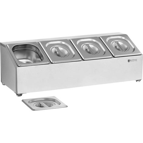 GN Griglia per teglie gastronorm a 4 scomparti con coperchi inclusi in acciaio inox 140004202