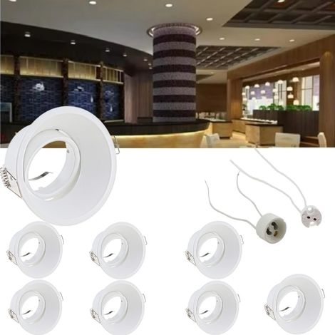 8 spots encastrés LED anti-éblouissement, spots de plafond en aluminium avec douille céramique GU10/MR16, ronds et blancs, pour la décoration, diamètre de perçage 85 mm, 220 V, orientables (ampoules n (1/5)