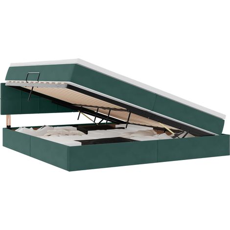 Maison Exclusive - Letto con Contenitore Verde Scuro 200 x 200 cm Velluto