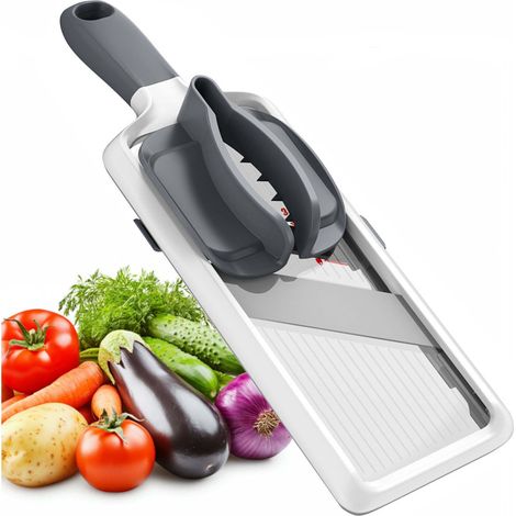 Mandoline multifonction pour fruits et légumes - Mandoline réglable et sécurisée pour la cuisine, râpe à chou, rouge et noire (1/5)