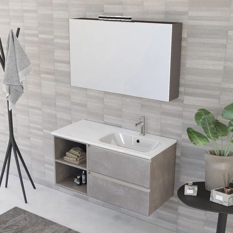 Mobile bagno sospeso 100 cm Master grigio con cassetti soft-close (1/5)