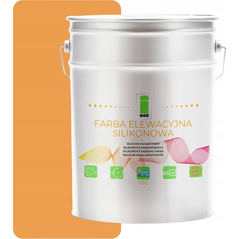 Pintura de silicona para fachadas, color amarillo azafrán, tono amarillo, 10 L (1/5)