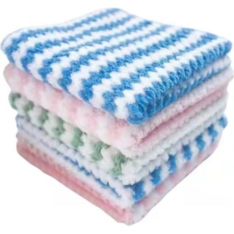 5 PCS Épais Serviette De Cuisine Torchon Ménage Cuisine Chiffons Gadget Microfibre Antiadhésif Huile Table De Nettoyage Chiffon Tampon À Récurer 30X30cm (1/4)