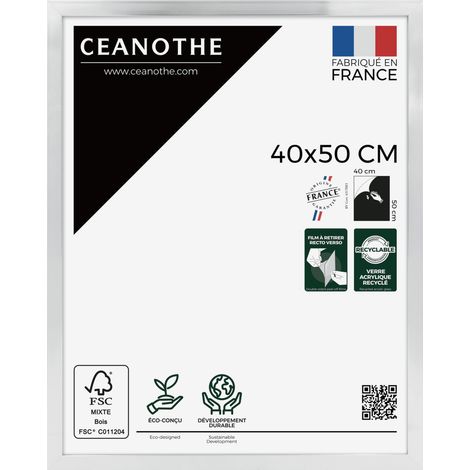 Cadre Photo Acier 40x50 cm et 50x40 cm - Convient au A3 – Fabriqué en France - Cadre Precious Acier 40x50 cm - Cadre photo en Résine recyclée - Verre acrylique Incassable (1/5)