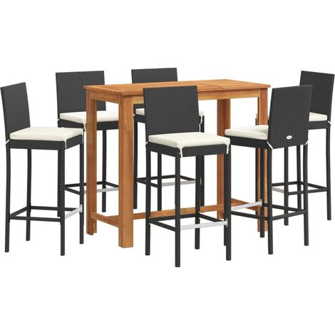 Maison Exclusive - 7-tlg. Gartenbar-Set Schwarz Massivholz Akazie