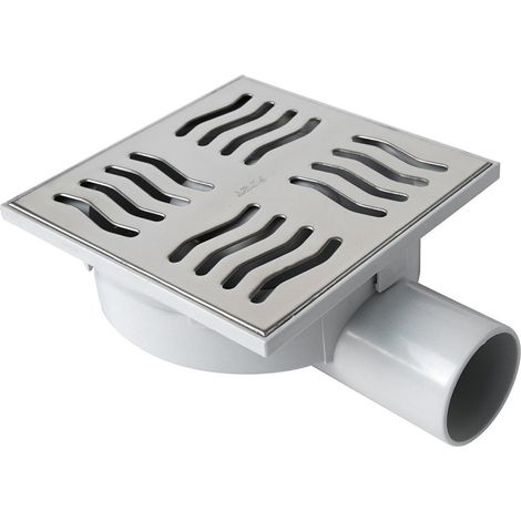 First Plast – Siphon de sol 150x150mm Ht 75mm – Sortie orientable 360° – Débit 40L/min – Norme UNI EN 1253 – Grille inox (1/2)