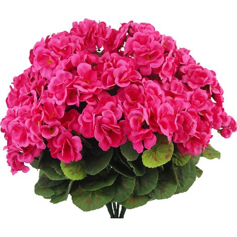 Set de 6 flores de geranio artificiales, plantas decorativas para exteriores, resistentes a los rayos UV, ideales para jardines, decoración de interiores, patios, jarrones y adornos de mesa — Rosa int